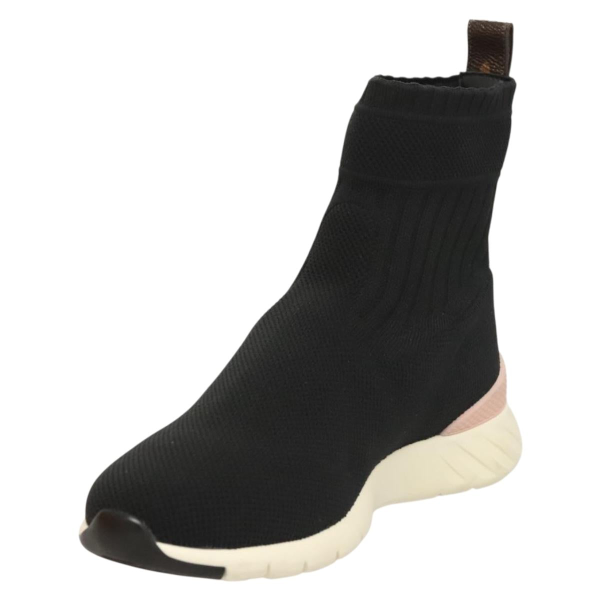 LOUIS VUITTON After Game Socks Sneakers Cotton Black LV Auth 133282