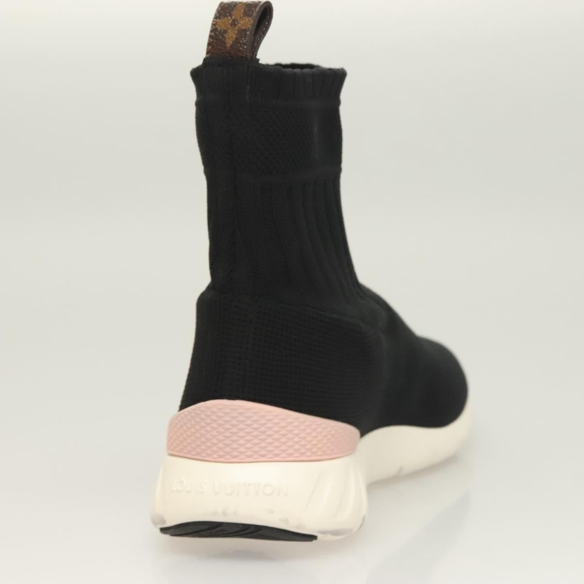 LOUIS VUITTON After Game Socks Sneakers Cotton Black LV Auth 133282
