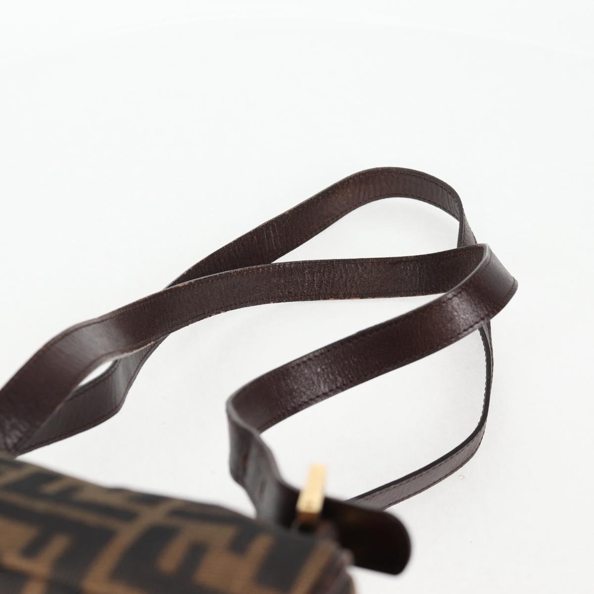 FENDI Zucca Canvas Backpack Black Brown gold Auth 133306