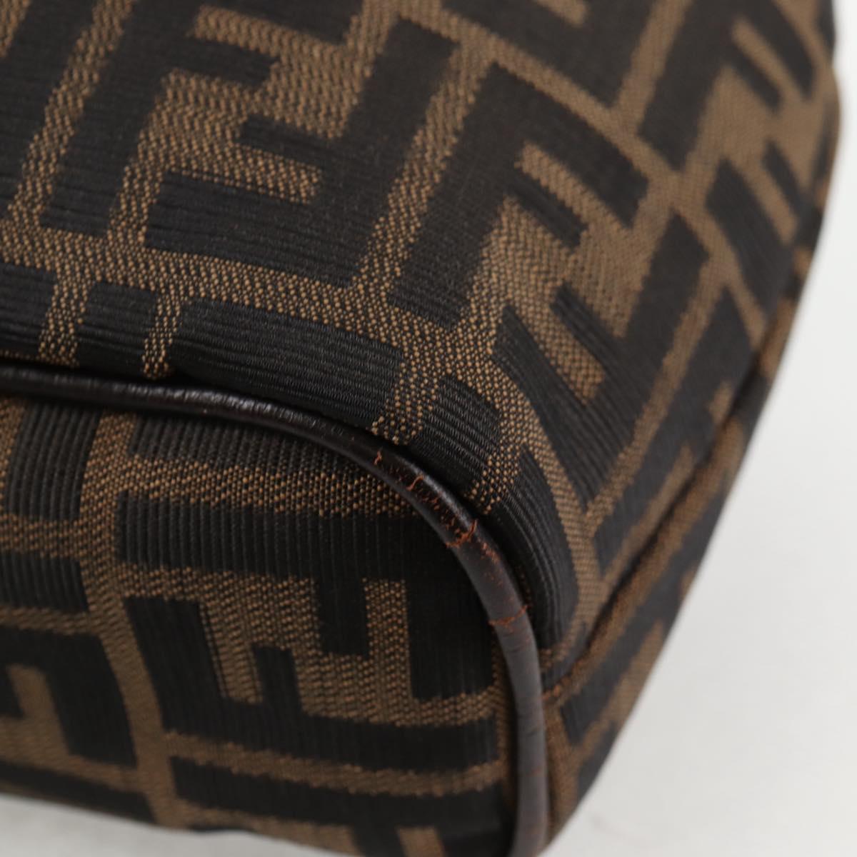 FENDI Zucca Canvas Backpack Black Brown gold Auth 133306