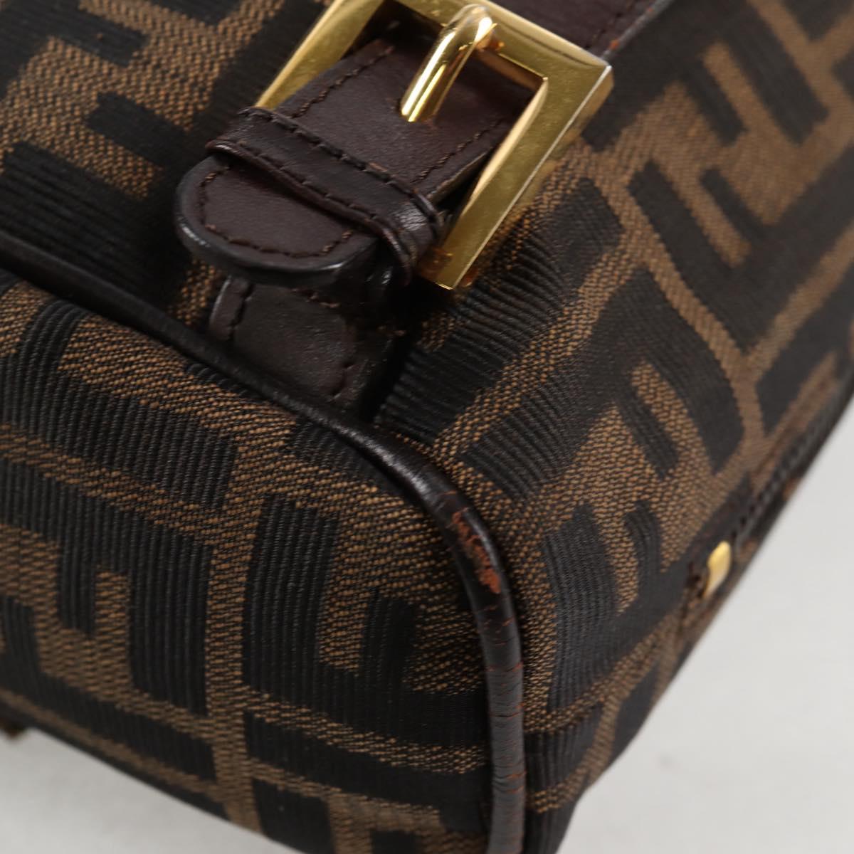 FENDI Zucca Canvas Backpack Black Brown gold Auth 133306