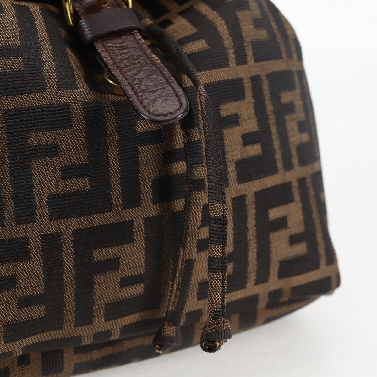 FENDI Zucca Canvas Backpack Black Brown gold Auth 133306