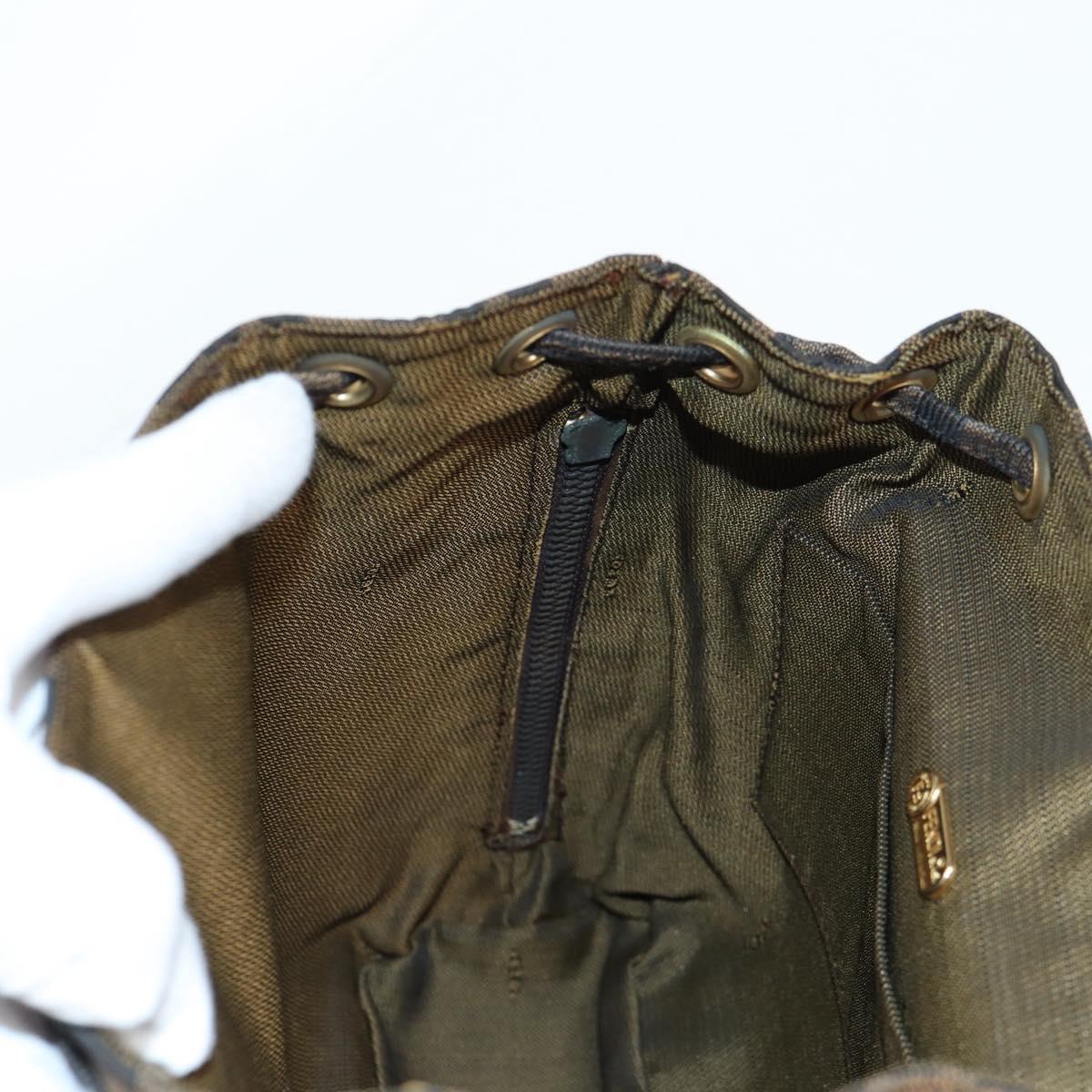 FENDI Zucca Canvas Backpack Black Brown gold Auth 133306