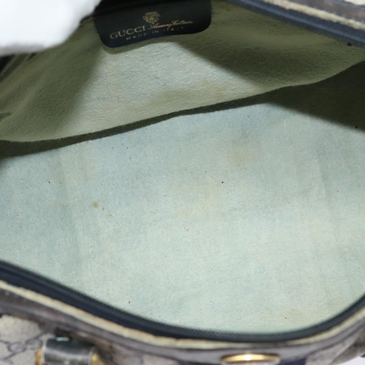 GUCCI GG Supreme Sherry Line Boston Bag PVC Navy Gold 24 012 3842 Auth 133308