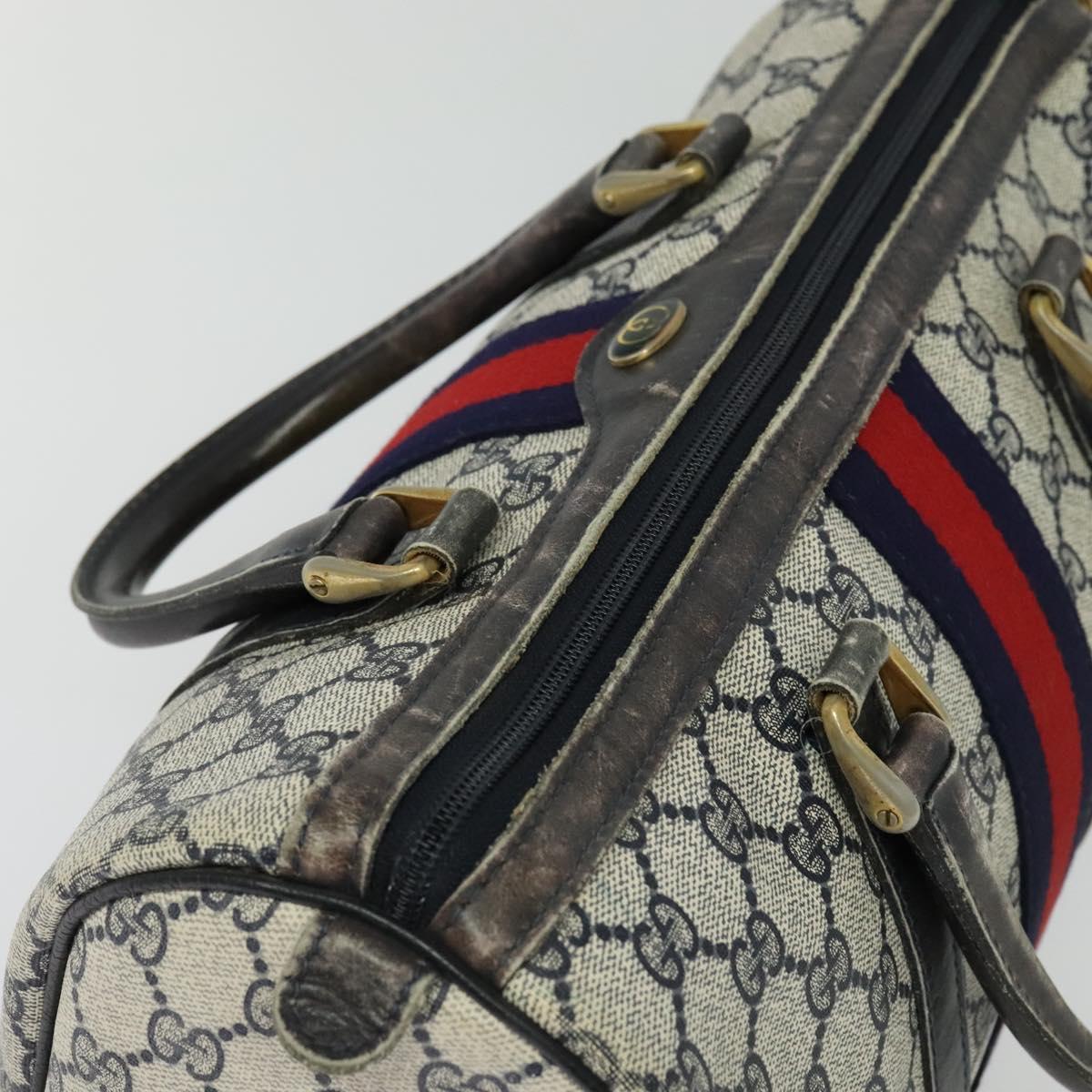 GUCCI GG Supreme Sherry Line Boston Bag PVC Navy Gold 24 012 3842 Auth 133308