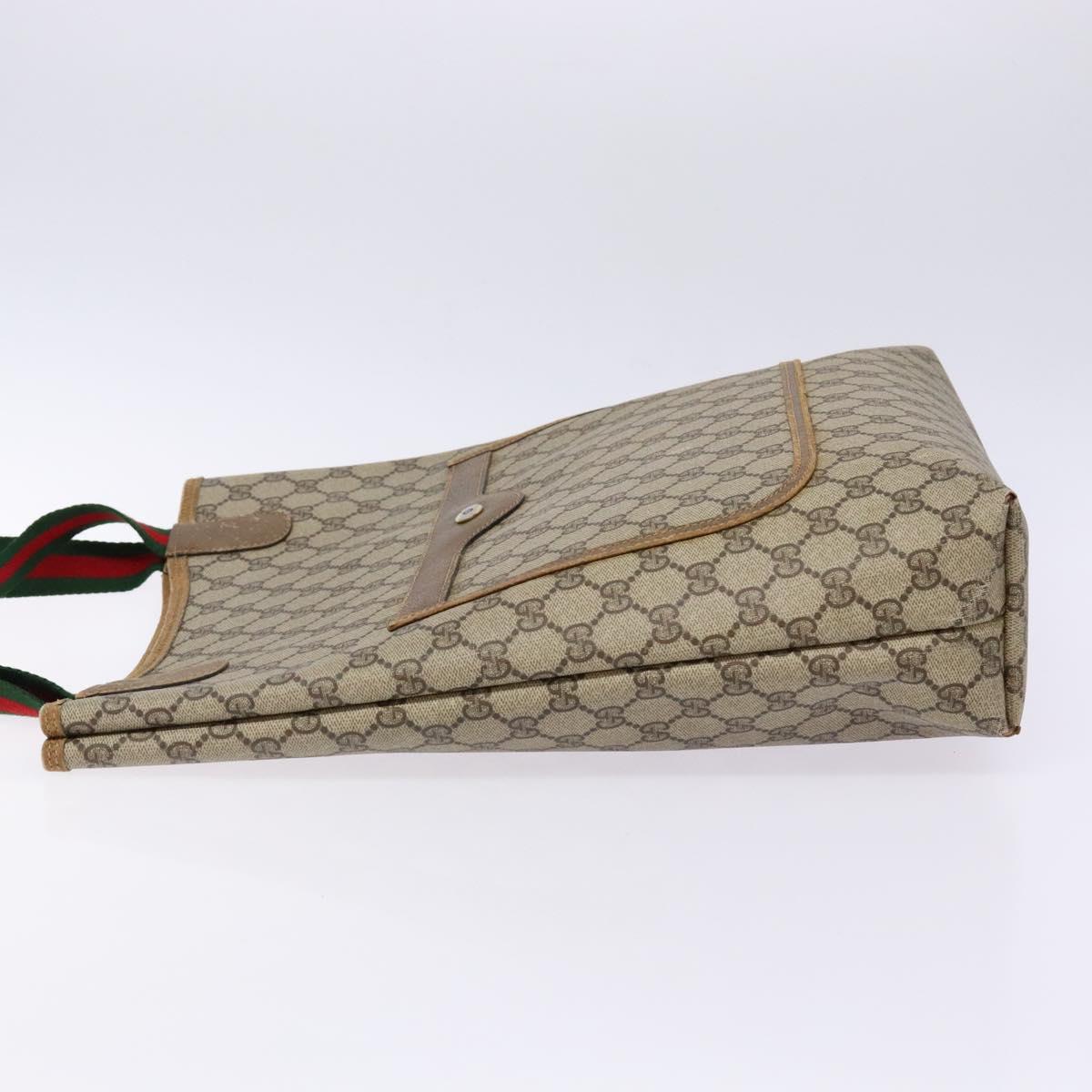 GUCCI GG Supreme Web Sherry Line Tote Bag PVC Beige 39 02 003 Auth 133314