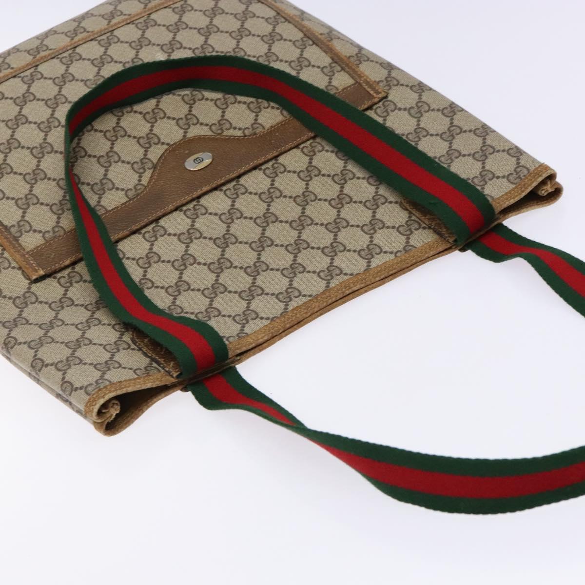 GUCCI GG Supreme Web Sherry Line Tote Bag PVC Beige 39 02 003 Auth 133314