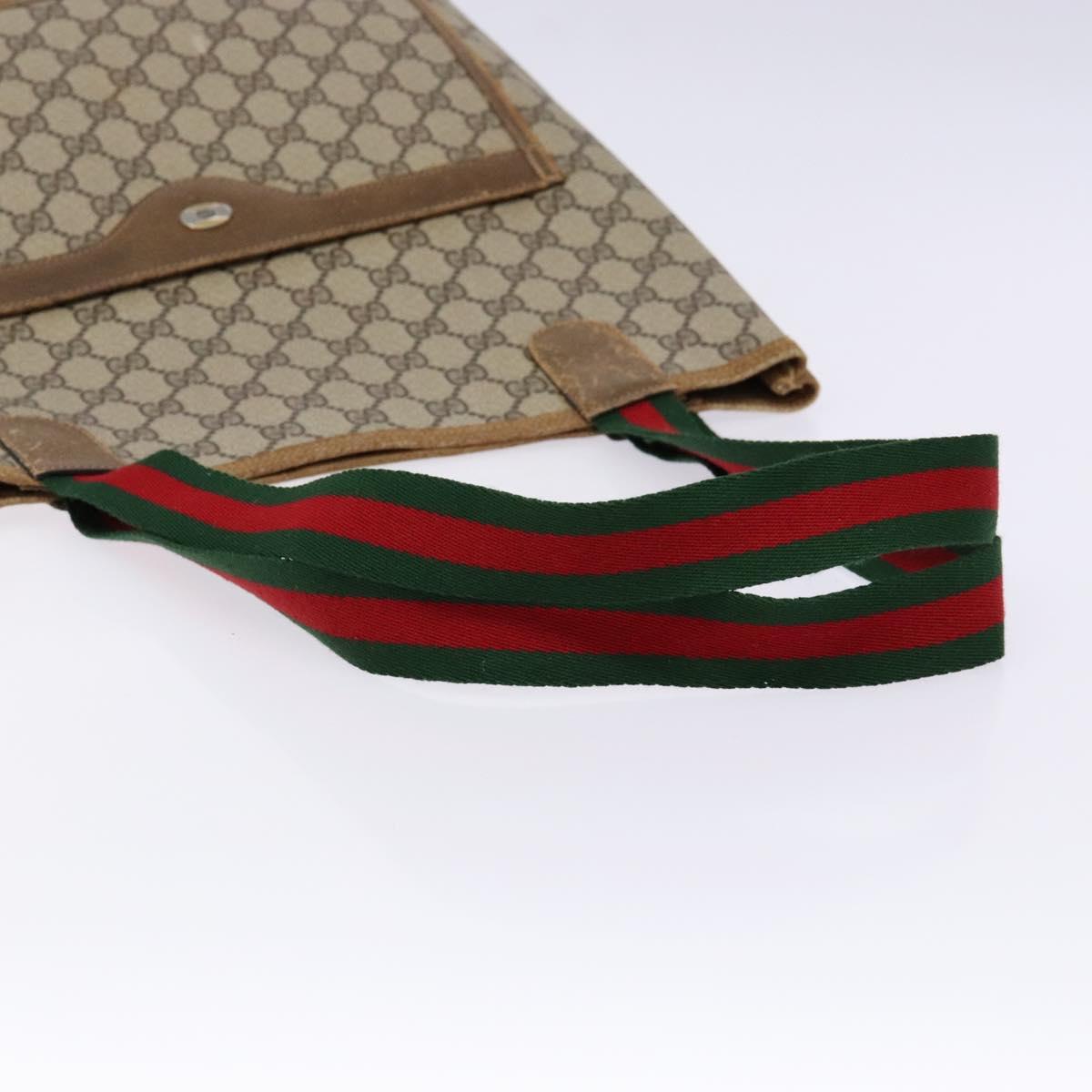 GUCCI GG Supreme Web Sherry Line Tote Bag PVC Beige 39 02 003 Auth 133314