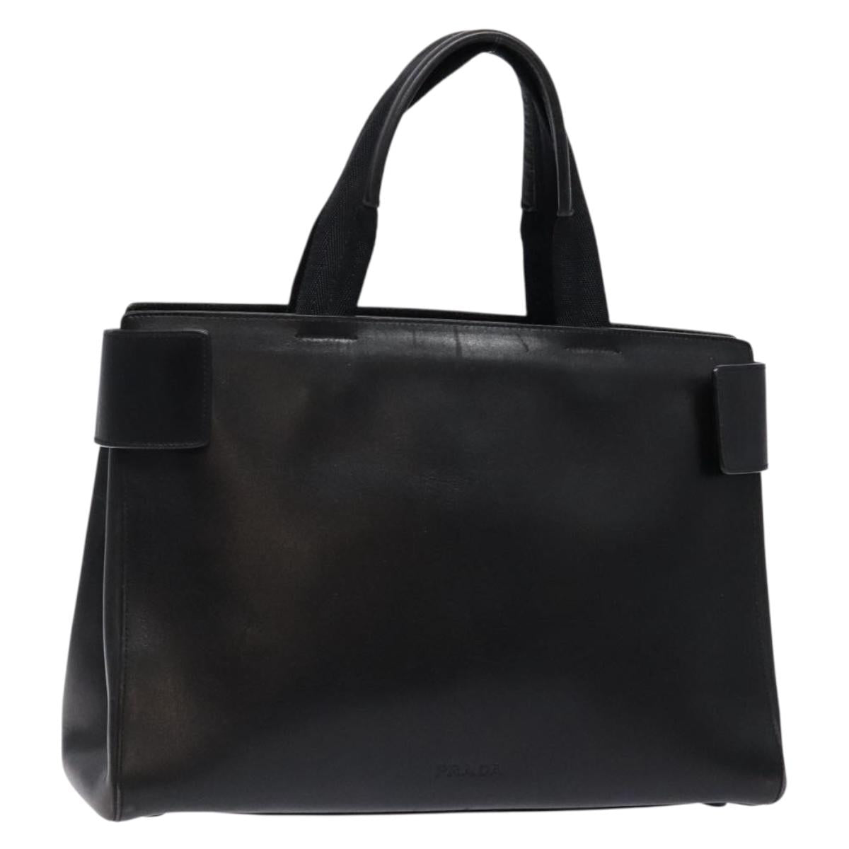 PRADA Hand Bag Leather Black Auth 133317
