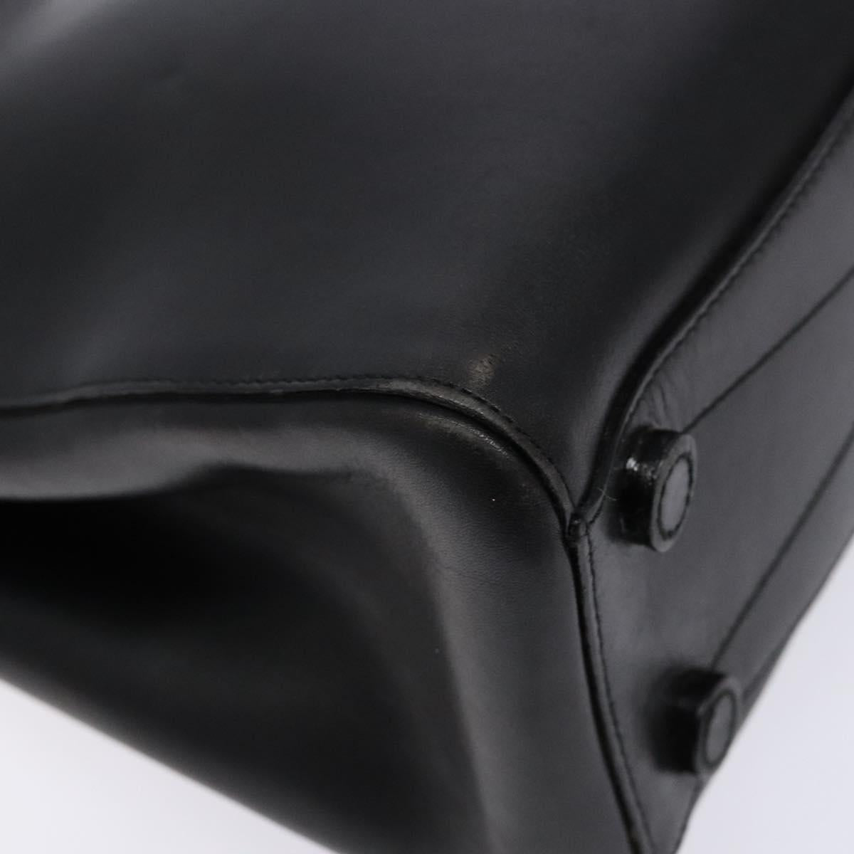 PRADA Hand Bag Leather Black Auth 133317