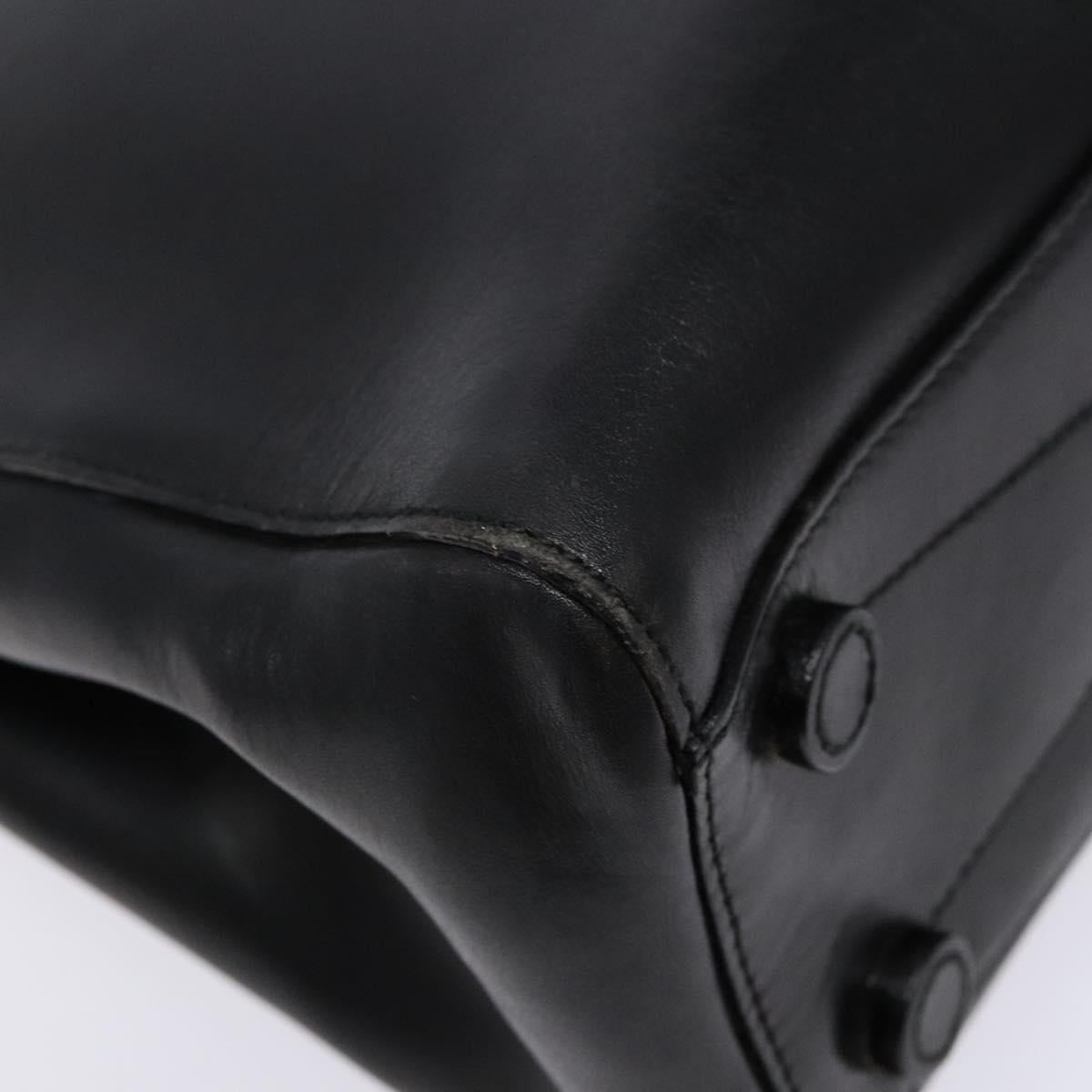 PRADA Hand Bag Leather Black Auth 133317