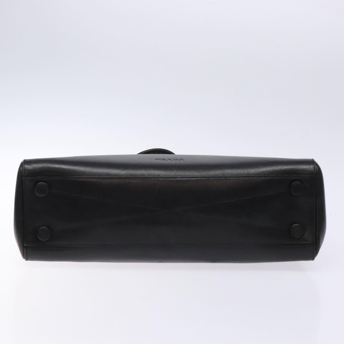 PRADA Hand Bag Leather Black Auth 133317