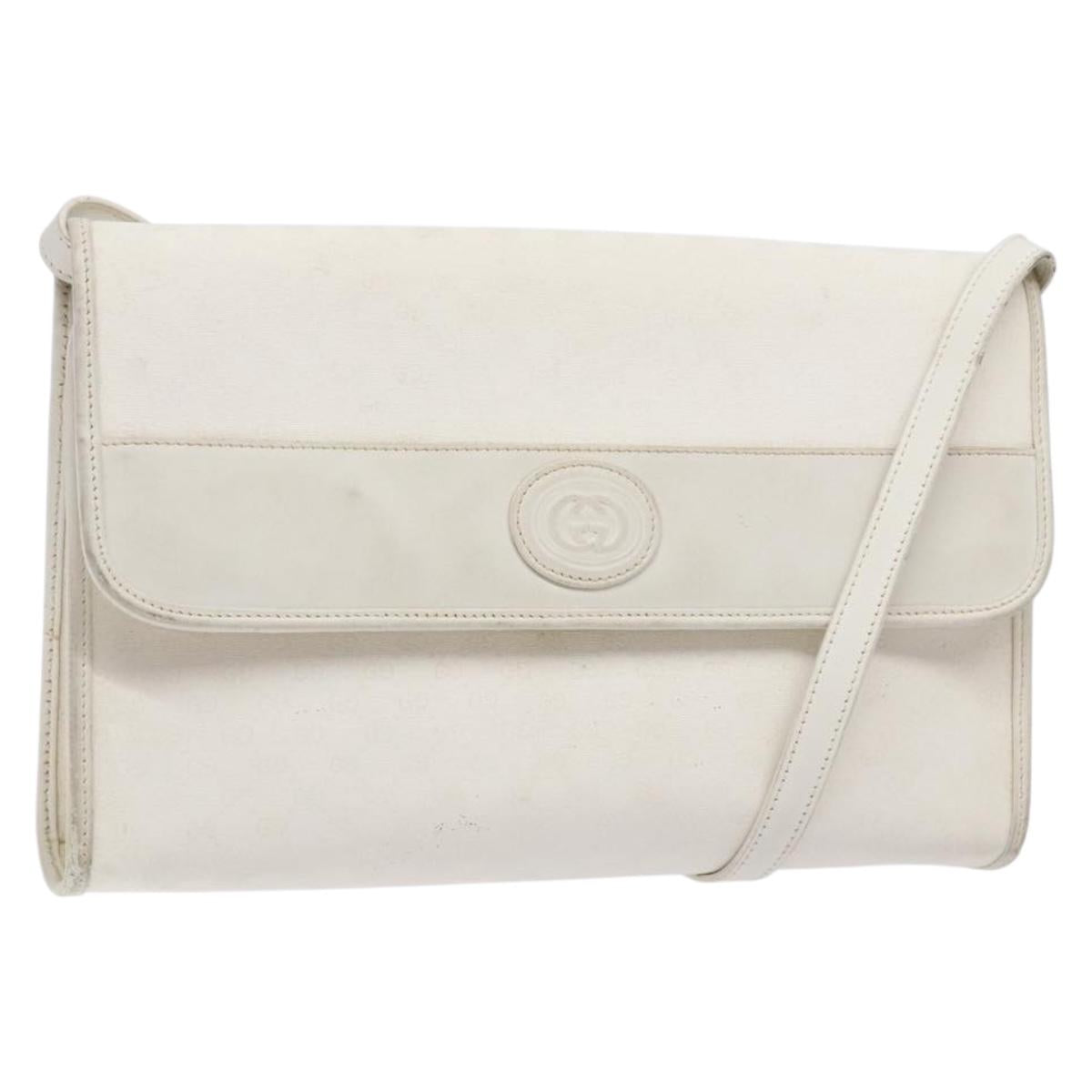 GUCCI Micro GG Supreme Shoulder Bag PVC White Gold 004 58 0264 Auth 133321