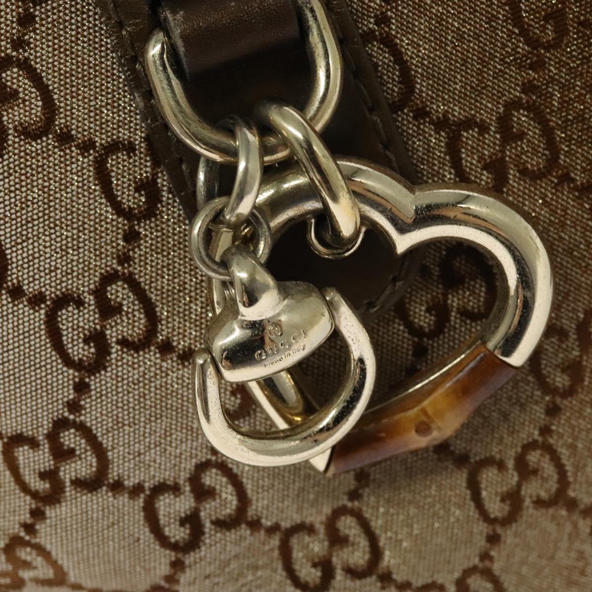 GUCCI Heart Bit GG Canvas Hand Bag 2way Brown Gold 269955 Auth 133323