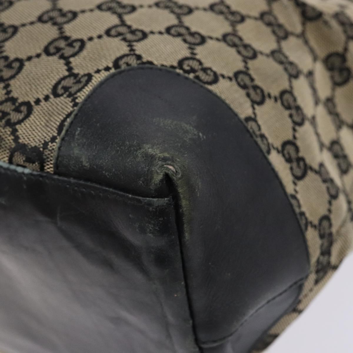 GUCCI GG Canvas Tote Bag Beige Black 002 1121 Auth 133325