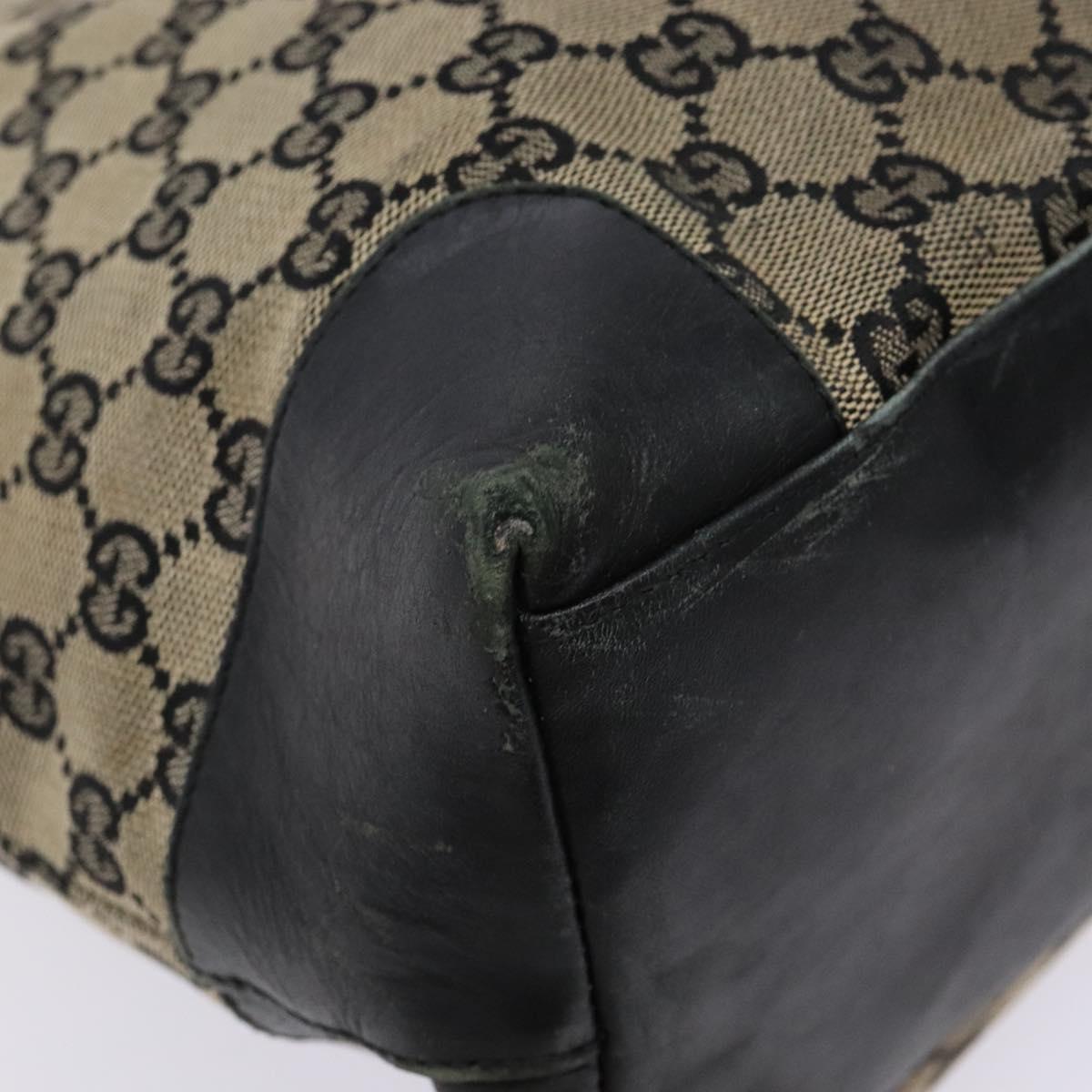 GUCCI GG Canvas Tote Bag Beige Black 002 1121 Auth 133325