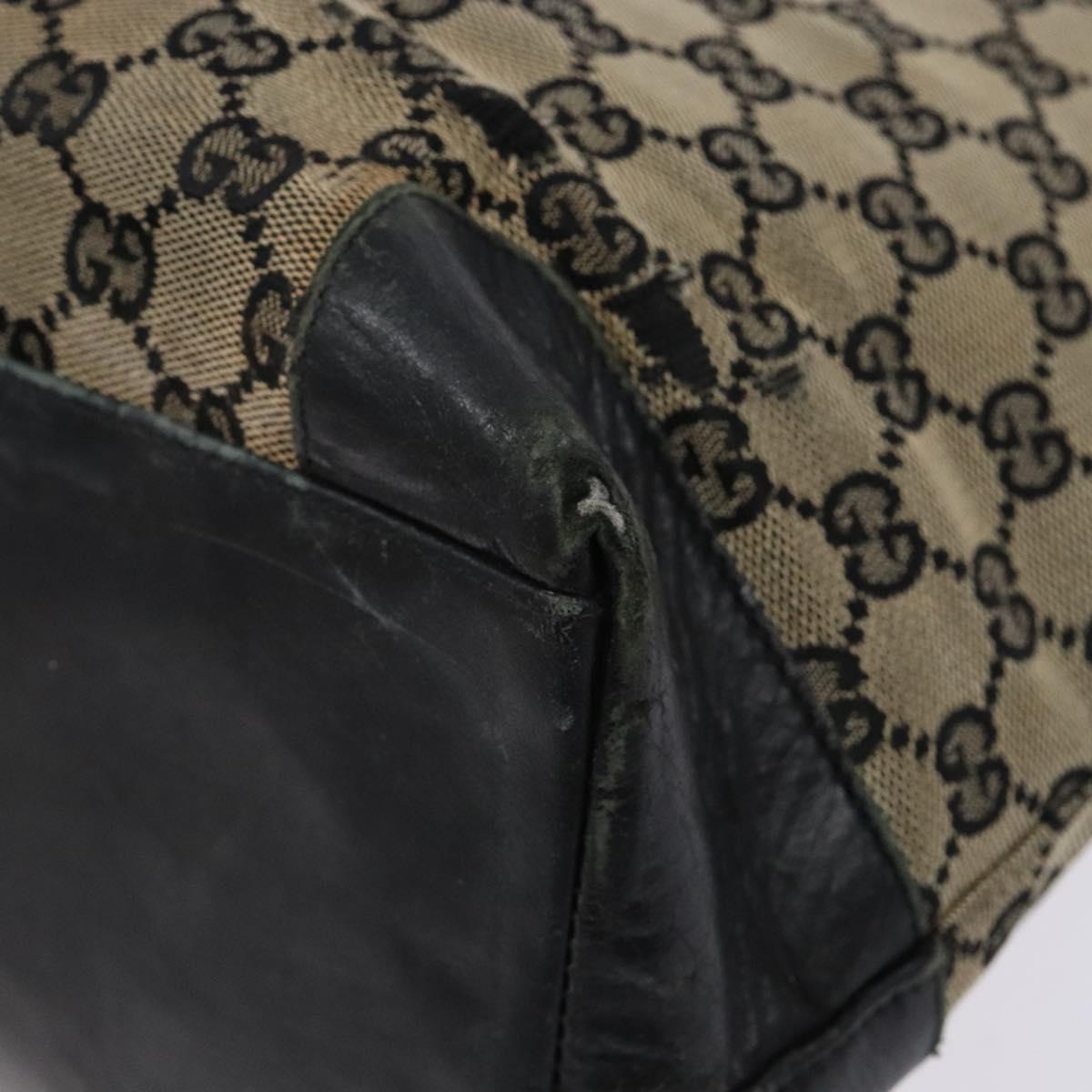 GUCCI GG Canvas Tote Bag Beige Black 002 1121 Auth 133325