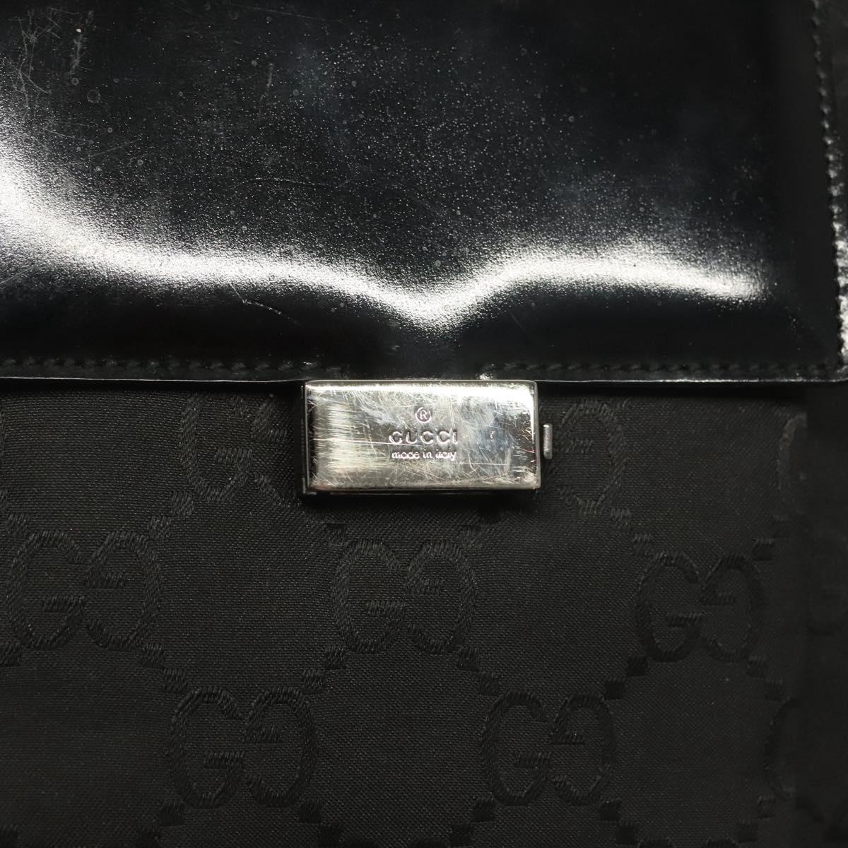 GUCCI GG Canvas Tote Bag Silver Black Auth 133326