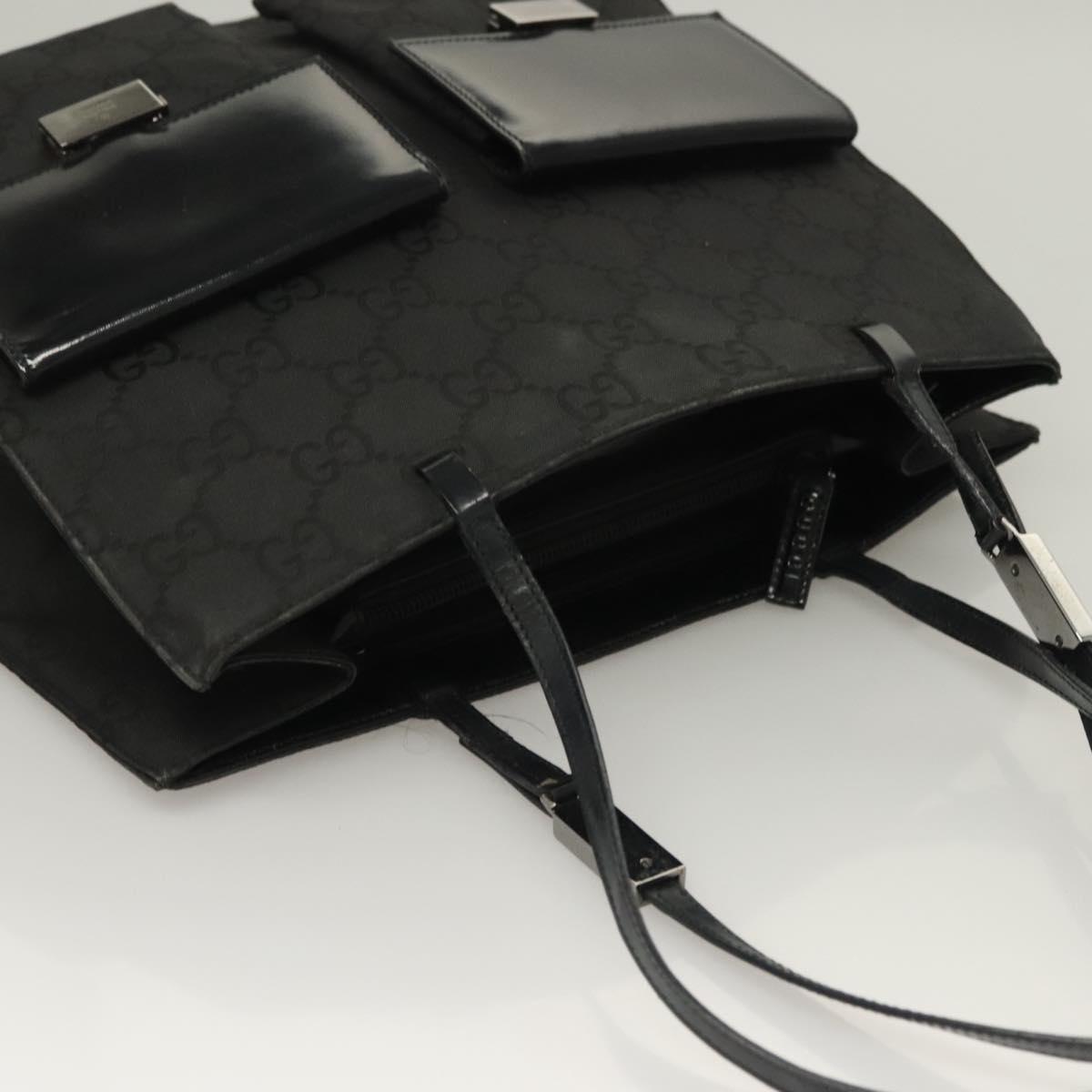 GUCCI GG Canvas Tote Bag Silver Black Auth 133326