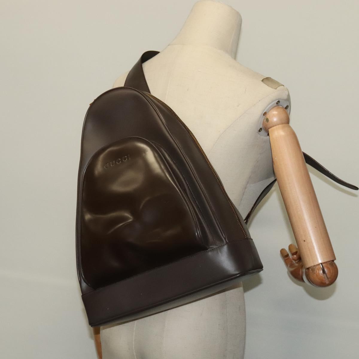 GUCCI Bamboo Body Bag Leather Brown Gold 003 3444 0027 Auth 133328