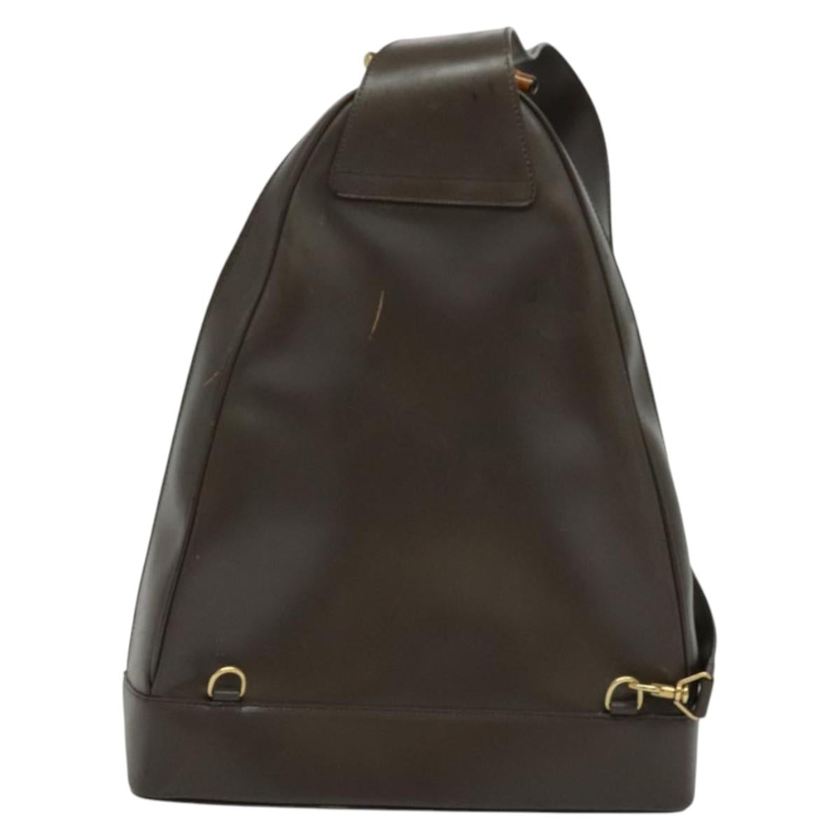 GUCCI Bamboo Body Bag Leather Brown Gold 003 3444 0027 Auth 133328