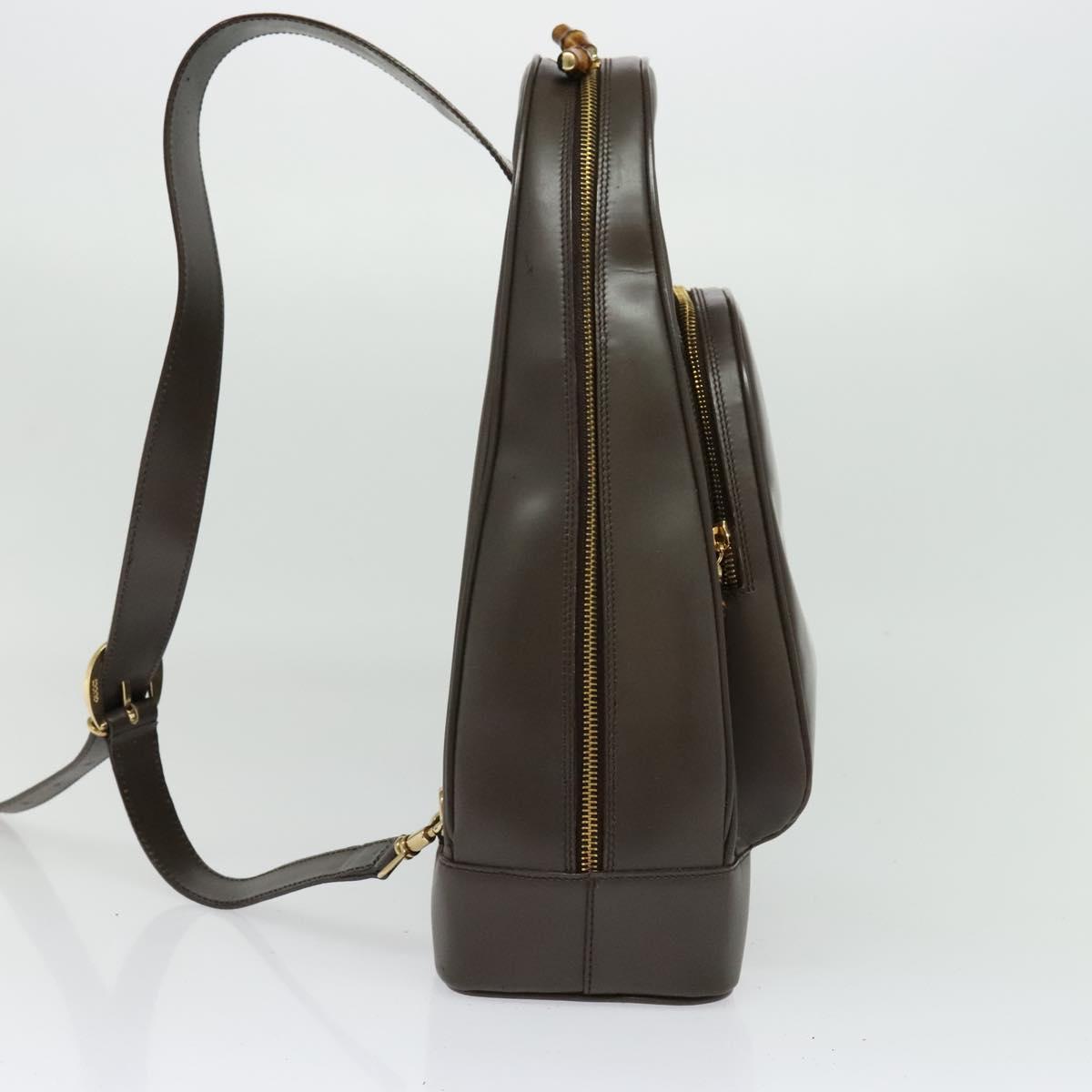 GUCCI Bamboo Body Bag Leather Brown Gold 003 3444 0027 Auth 133328