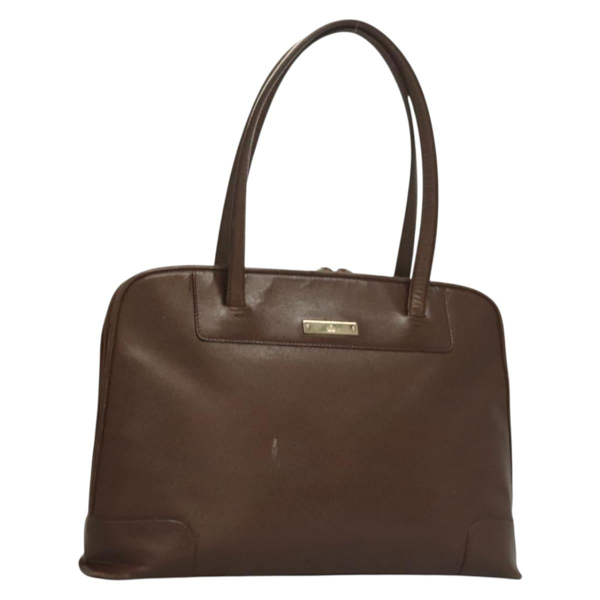 GUCCI Tote Bag Leather Brown Auth 133332