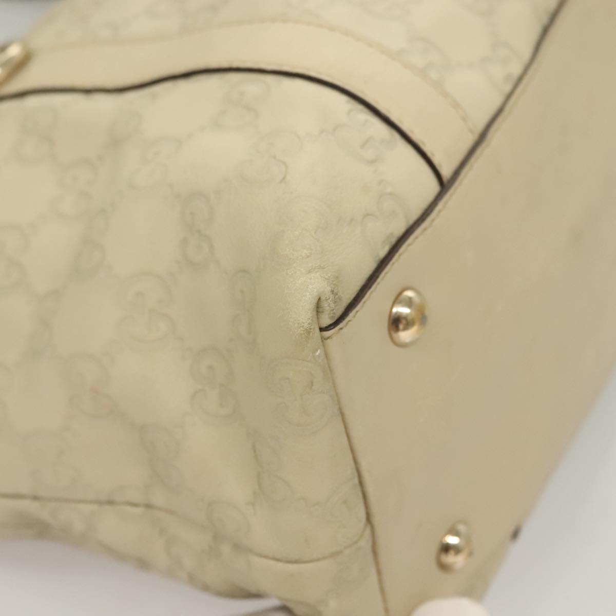 GUCCI GG Canvas Guccissima Abbey Tote Bag Leather White Gold 141470 Auth 133333