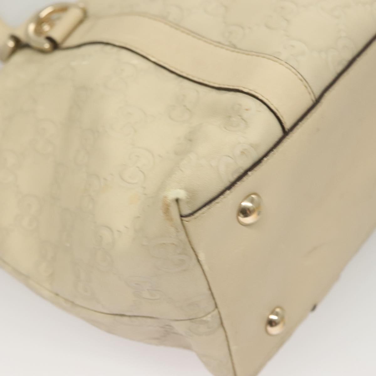 GUCCI GG Canvas Guccissima Abbey Tote Bag Leather White Gold 141470 Auth 133333