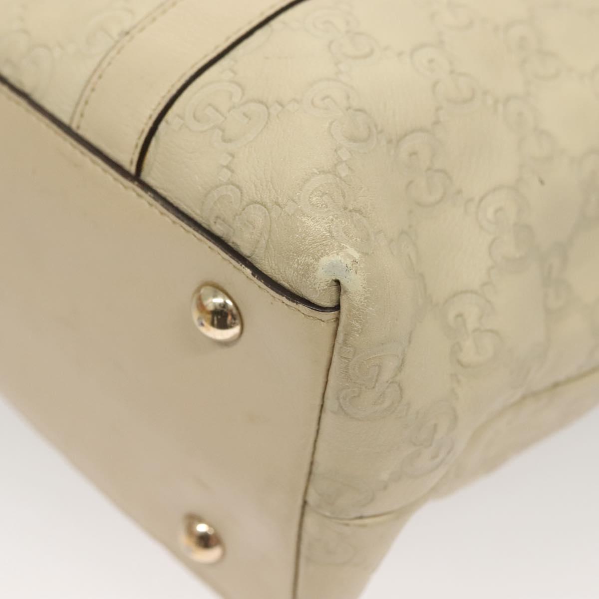 GUCCI GG Canvas Guccissima Abbey Tote Bag Leather White Gold 141470 Auth 133333