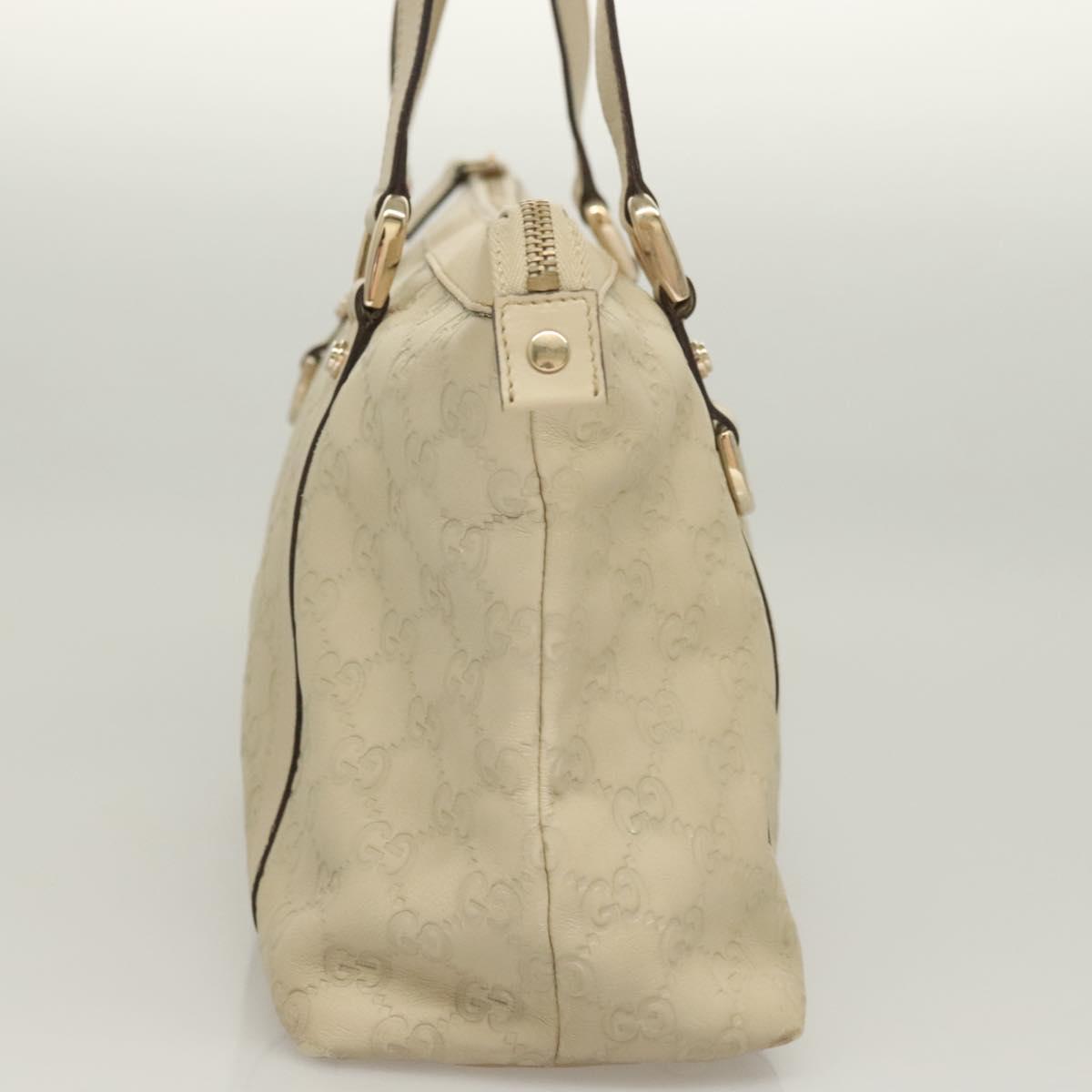 GUCCI GG Canvas Guccissima Abbey Tote Bag Leather White Gold 141470 Auth 133333
