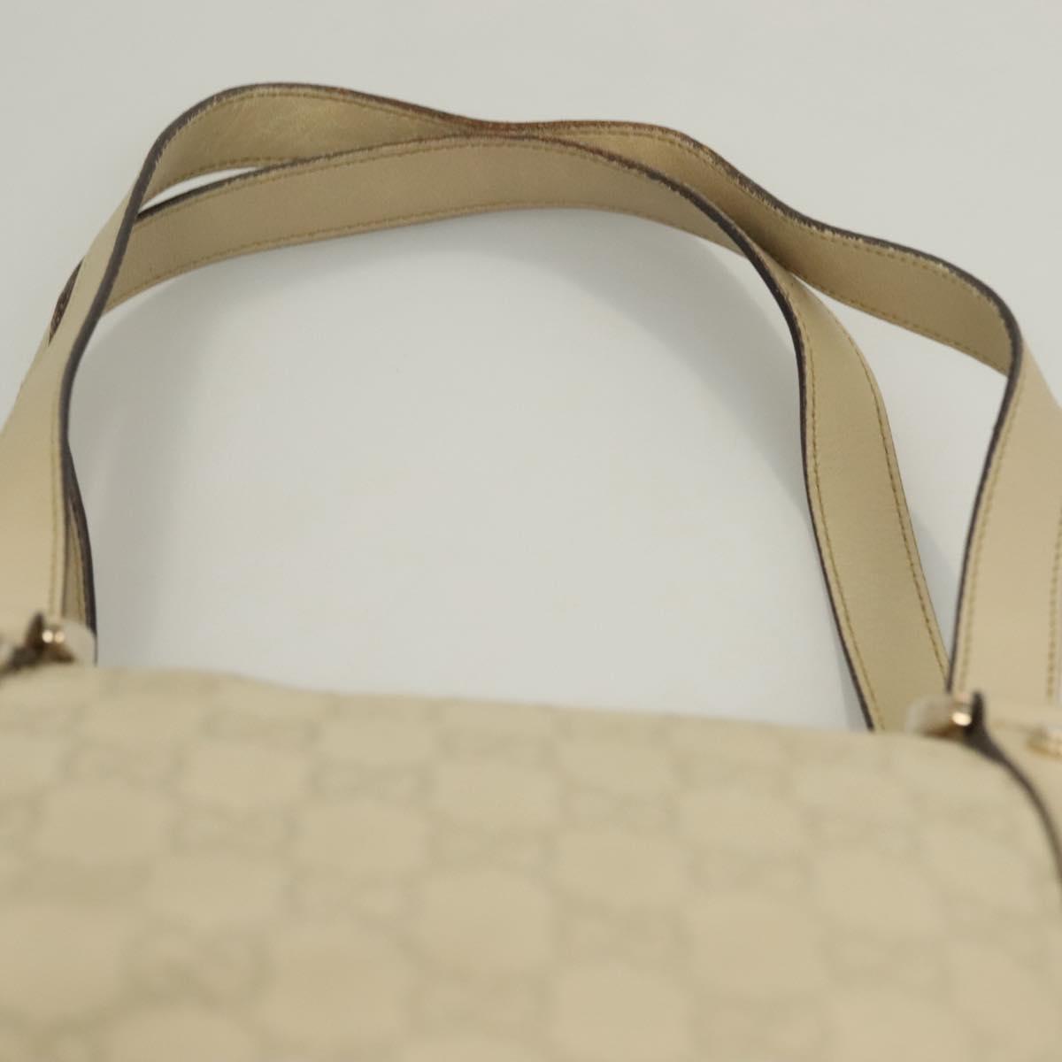 GUCCI GG Canvas Guccissima Abbey Tote Bag Leather White Gold 141470 Auth 133333