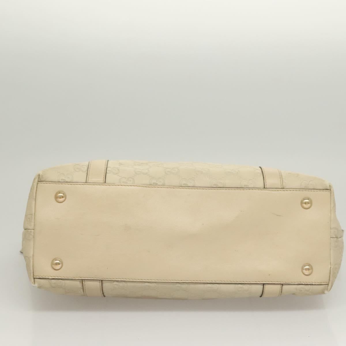 GUCCI GG Canvas Guccissima Abbey Tote Bag Leather White Gold 141470 Auth 133333