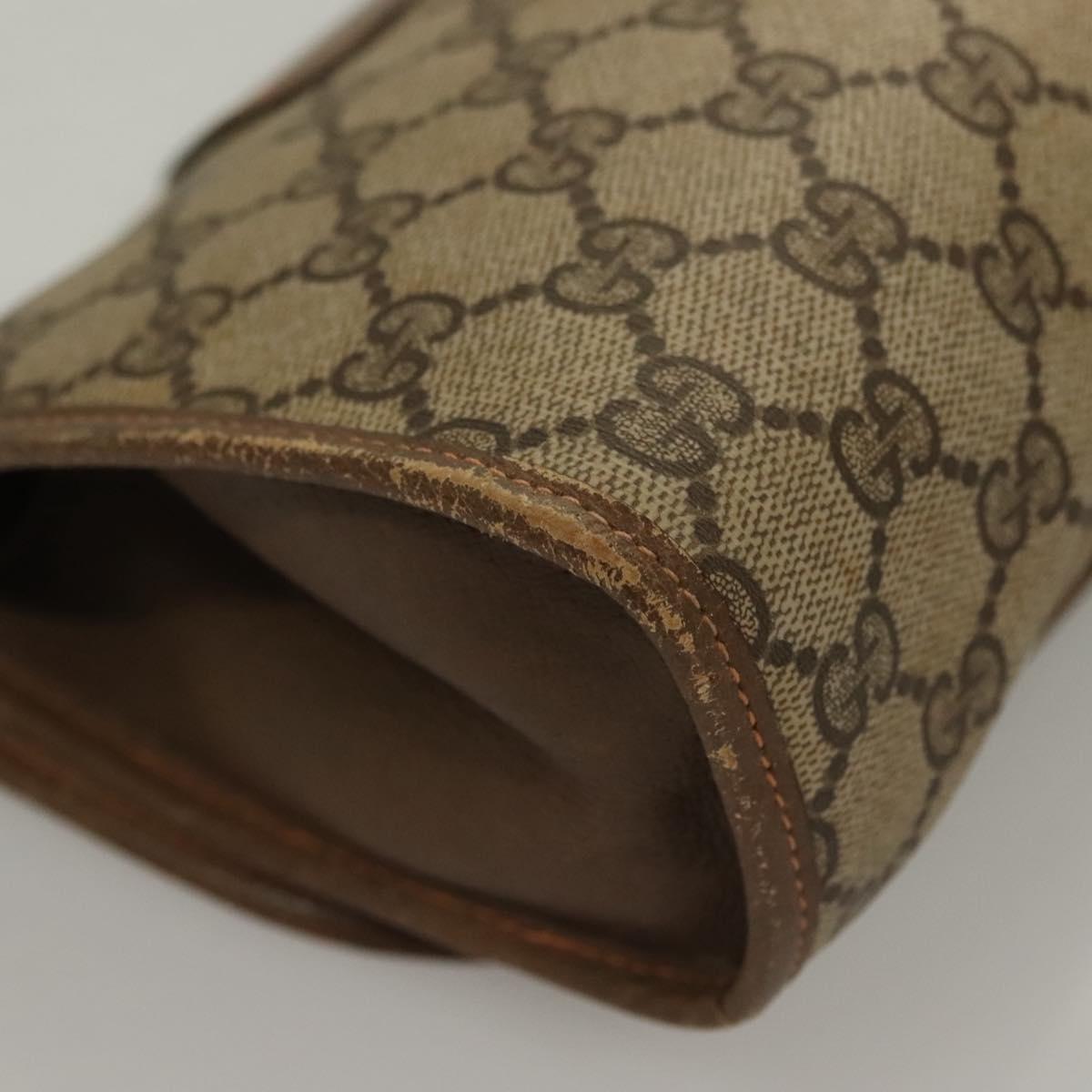 GUCCI GG Supreme Web Sherry Line Clutch Bag PVC Beige Gold 89 01 030 Auth 133336