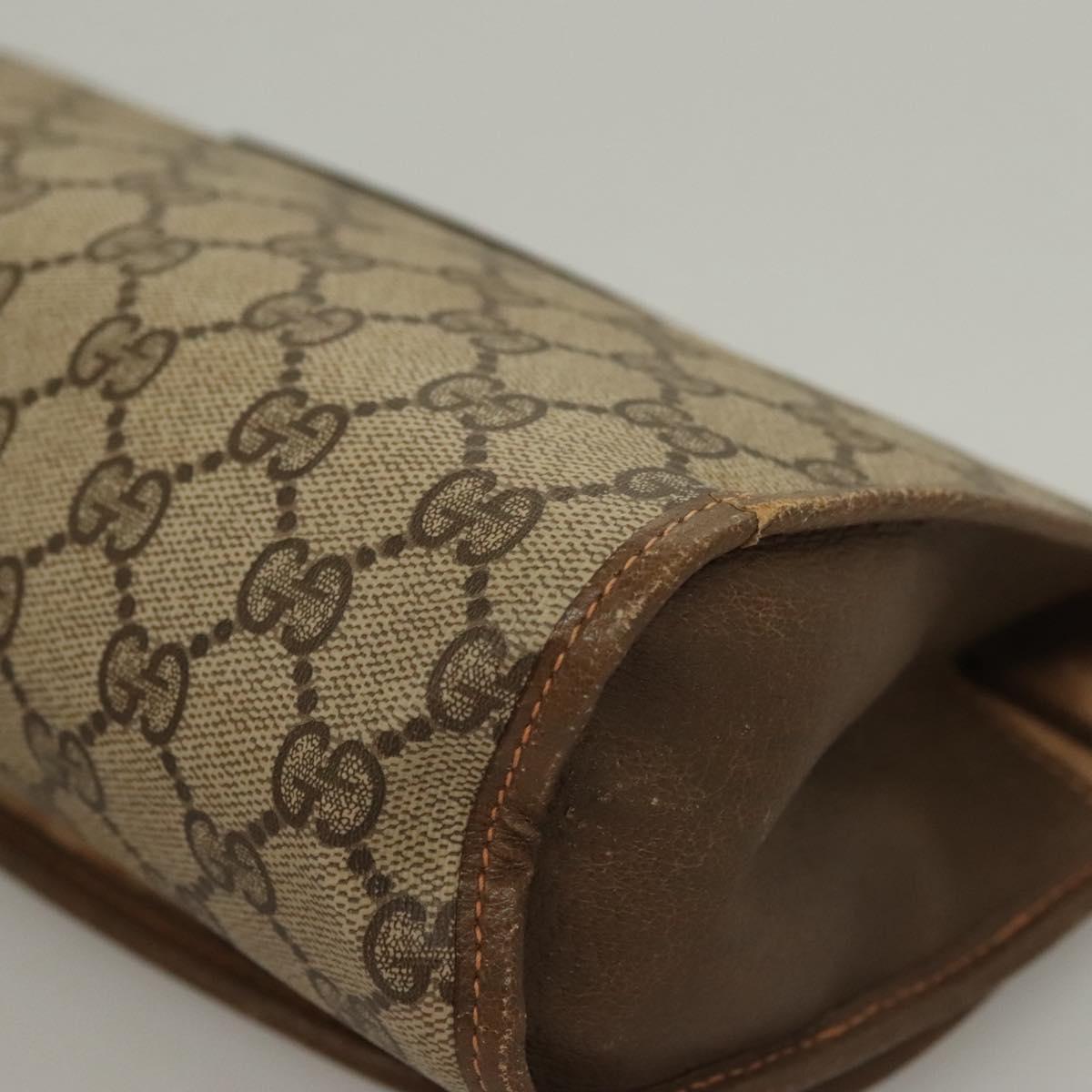 GUCCI GG Supreme Web Sherry Line Clutch Bag PVC Beige Gold 89 01 030 Auth 133336