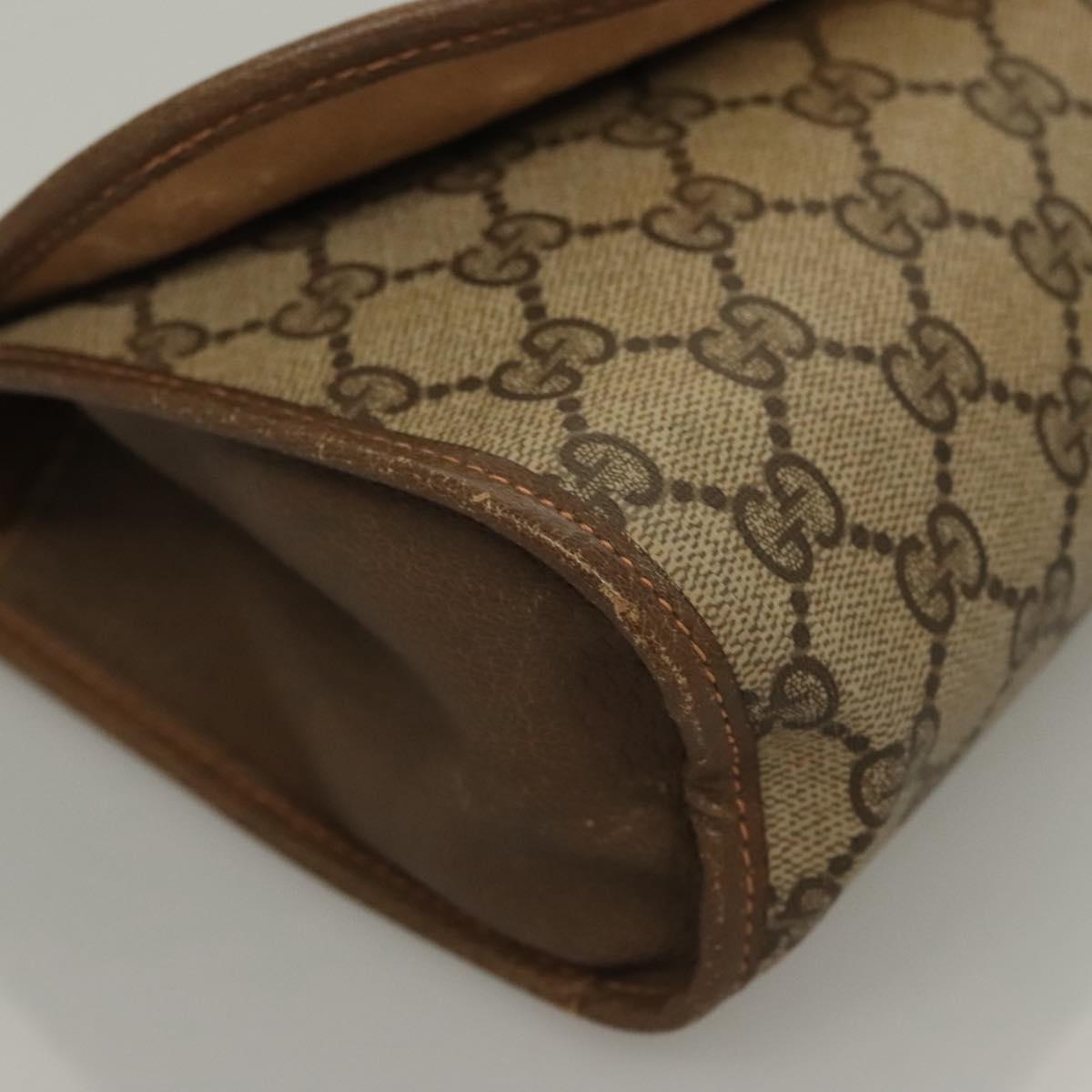 GUCCI GG Supreme Web Sherry Line Clutch Bag PVC Beige Gold 89 01 030 Auth 133336