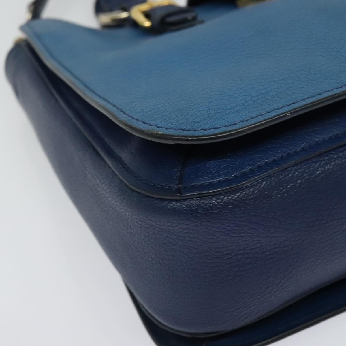Miu Miu Hand Bag Leather 2way Blue Gold Auth 133346