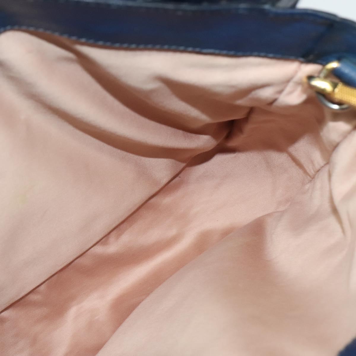 Miu Miu Hand Bag Leather 2way Blue Gold Auth 133346