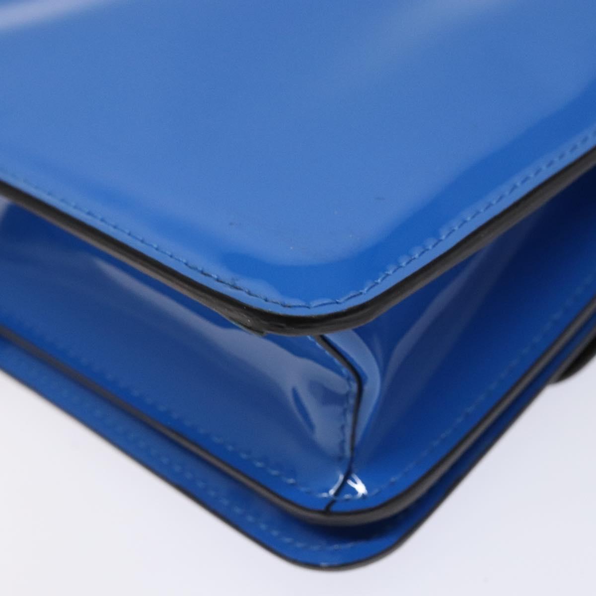 FENDI Curligraphy Shoulder Bag Patent leather Blue Auth 133349