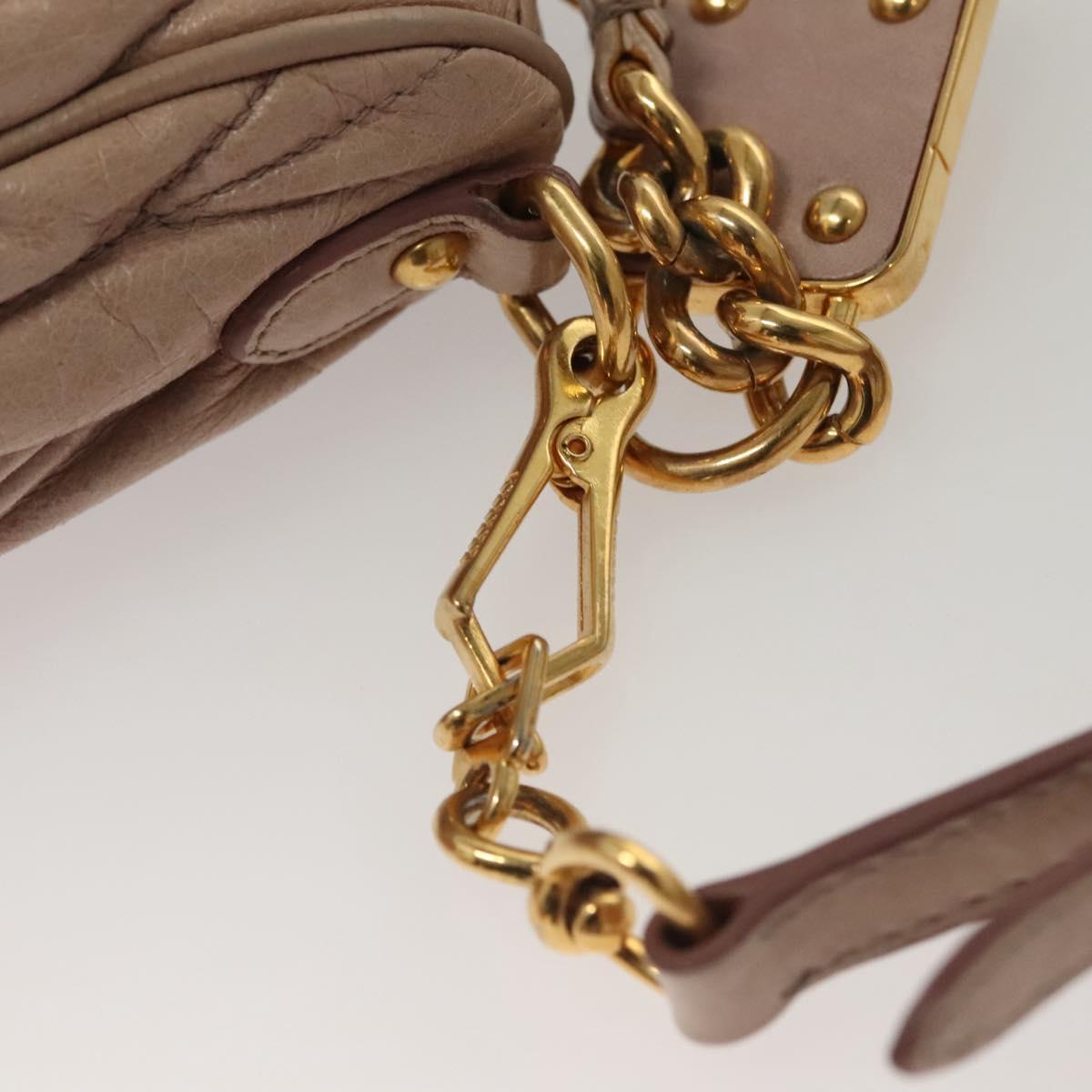 Miu Miu Matelasse Shoulder Bag Leather Pink Gold Auth 133370
