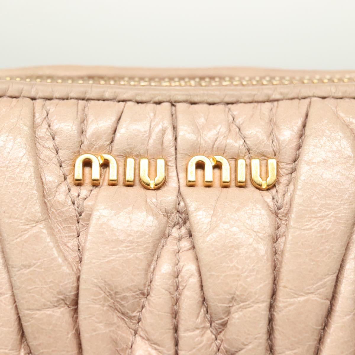 Miu Miu Matelasse Shoulder Bag Leather Pink Gold Auth 133370