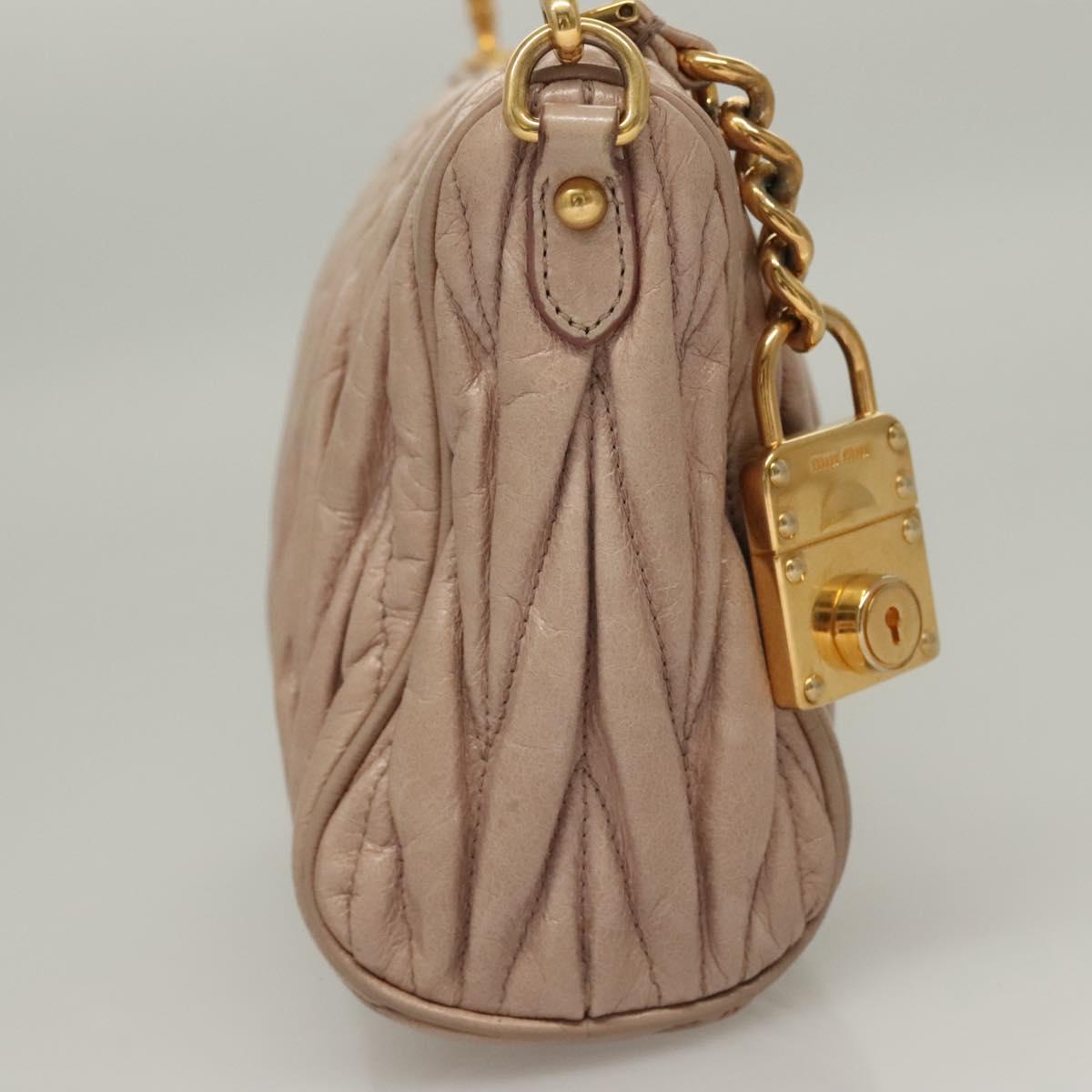 Miu Miu Matelasse Shoulder Bag Leather Pink Gold Auth 133370
