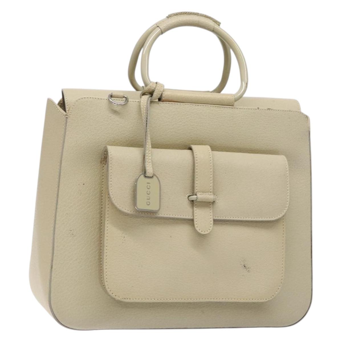 GUCCI Hand Bag Leather Beige 000 2058 0307 5 Auth 133378