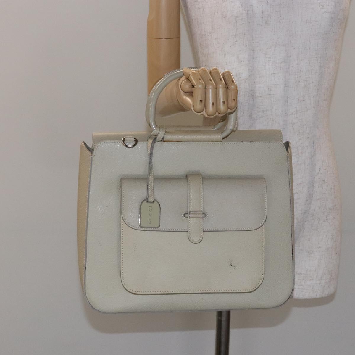 GUCCI Hand Bag Leather Beige 000 2058 0307 5 Auth 133378