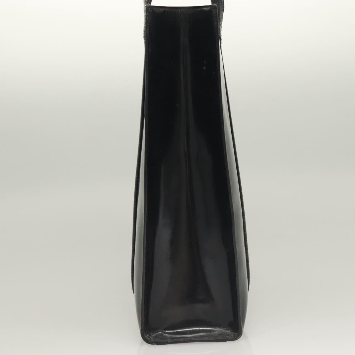 PRADA Shoulder Bag Patent leather Silver Navy Auth 133381