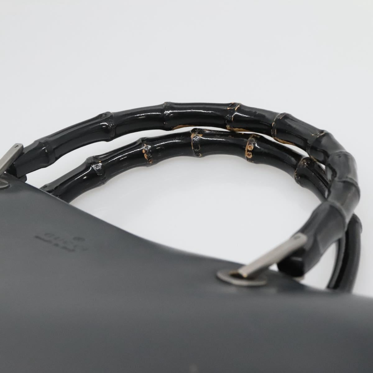 GUCCI Bamboo Hand Bag Leather Black 002 1010 3754 Auth 133382