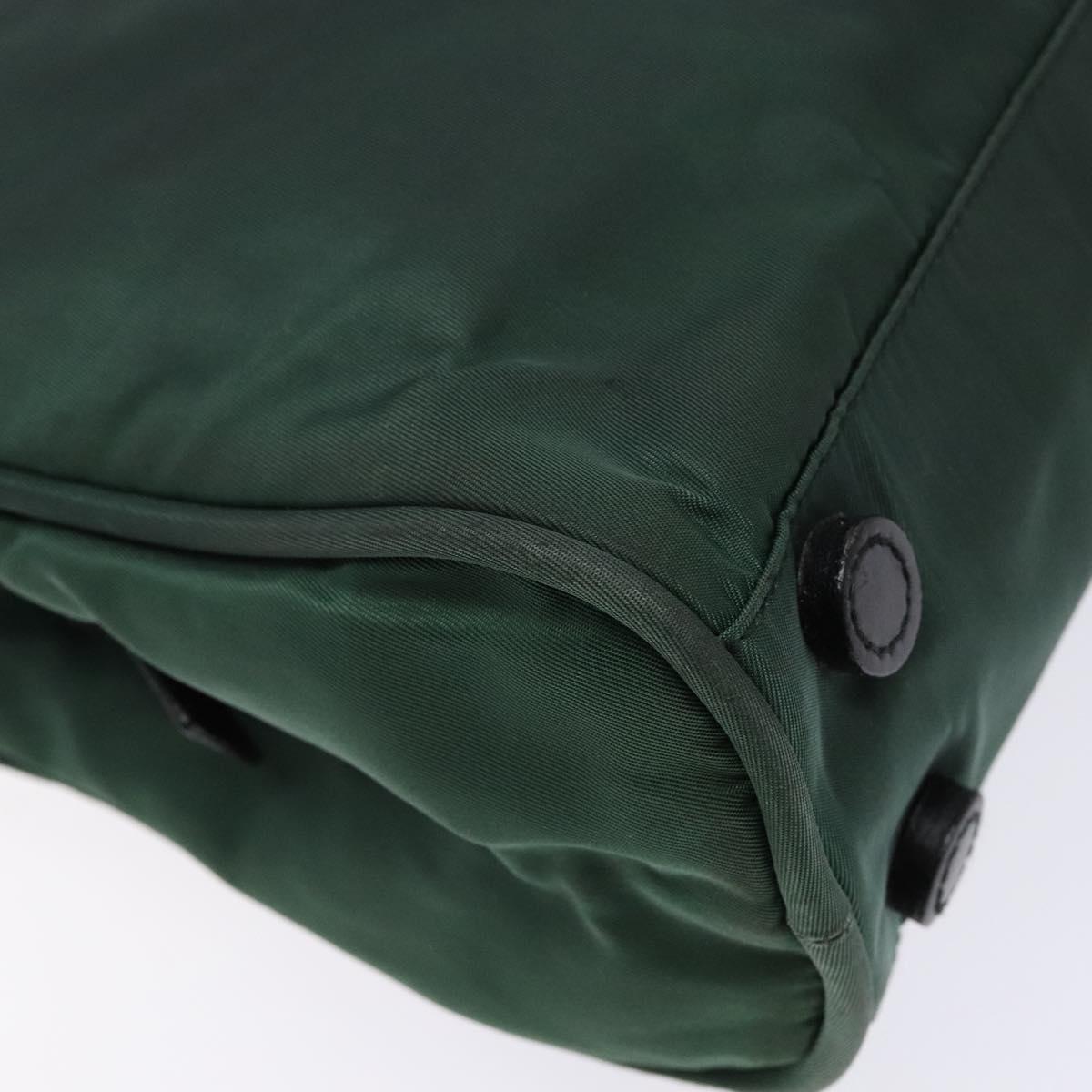 PRADA Hand Bag Nylon Green Gold Auth 133384