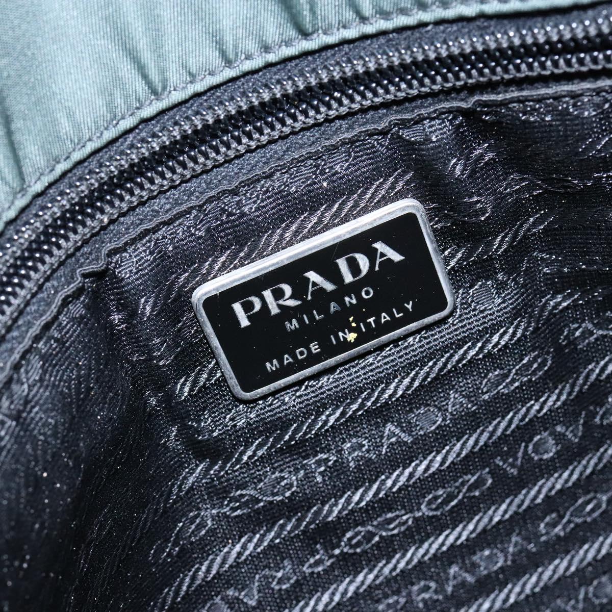 PRADA Hand Bag Nylon Green Gold Auth 133384