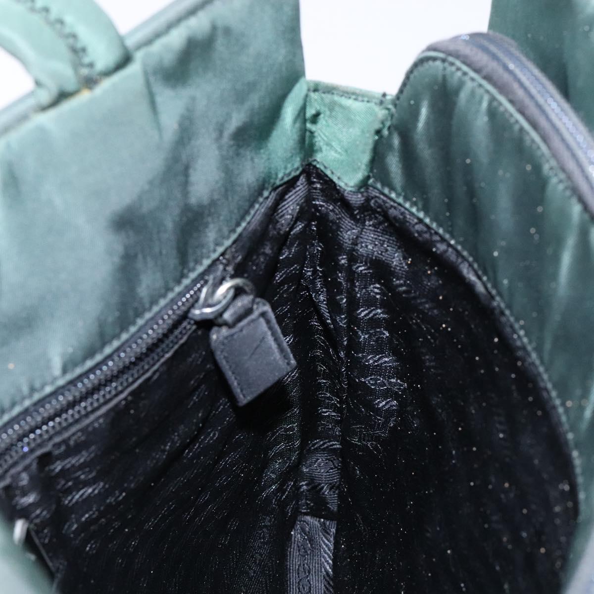 PRADA Hand Bag Nylon Green Gold Auth 133384