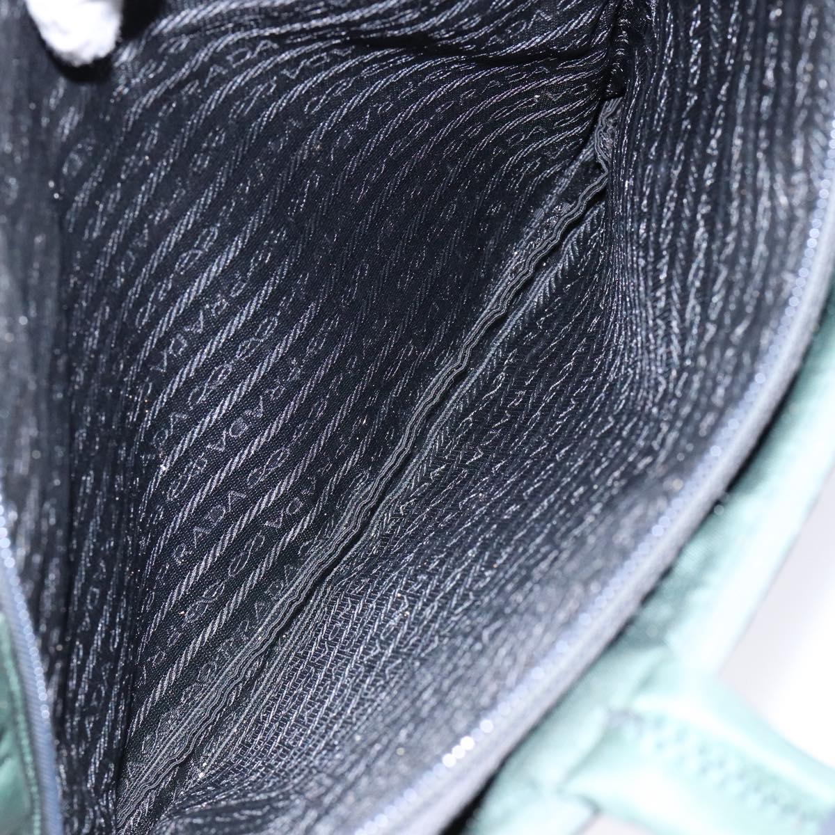 PRADA Hand Bag Nylon Green Gold Auth 133384